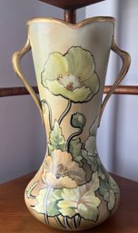 Nippon Hand Painted Double Handled Floral Ceramic Vase