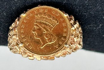 14k Solid Gold Ring Indian Head Princess, 9.3g Size 8 1/2