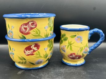 Raymond Waites Rose Garden Bowls & Mug - 3 Pieces