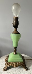 Jadeite And Brass Table Lamp