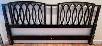 Solid Wood Black Lacquered Mid Century Modern Bed Frame