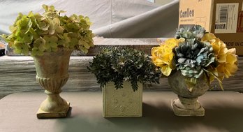 Faux Potted Flowers  - 3 Pieces