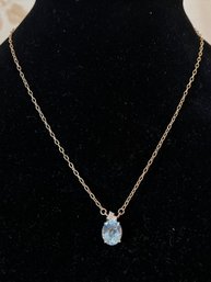 Gold Over Sterling Silver Topaz Necklace 18 Inch - 0.18OZT