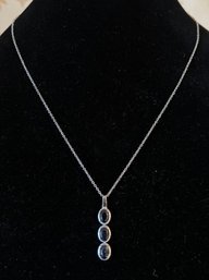 Midnight Sapphire Pendant Necklace Stainless Steel 20 Inches