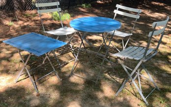 Patio Bistro Folding Set, Table, 3 Chairs And Bench - 5 Pieces