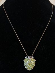 Hebei Peridot & Natural Zircon Pendant Vermeil Yellow Gold Over Sterling Silver Necklace - 0.37OZT