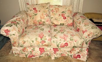 Love Seat, Floral Fabric Upholstered, Vintage