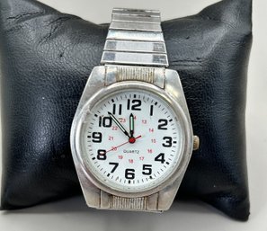 Quartz Field Watch, Military Time Lumen Hands, Stretch Bracelet