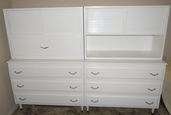 Dresser, Bookcase Hutch, White Painted Wood, Vintage
