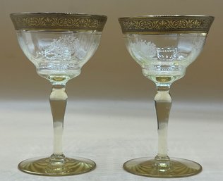 Pair Of Tiffin Franciscan Athens Clear Cocktail Glasses