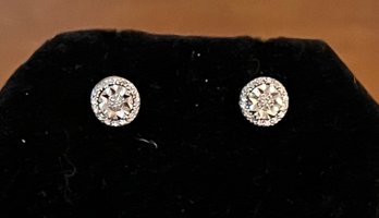 DLC Sterling Silver Diamond Stud Earrings - 0.05OZT