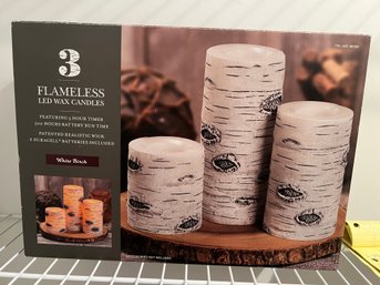 White Birch Flameless Wax Candles- 3 Pieces