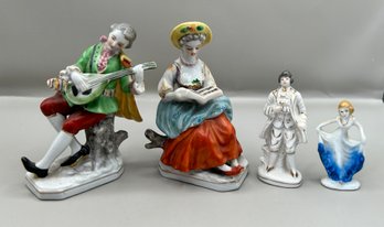 Occupied Japan Porcelain Hand Painted Figurines, Lot Of 4