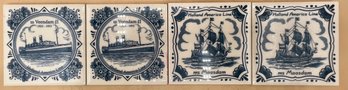 Holland America Delft Blue Tile Coasters With Cork Backing Set Of 4