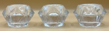 Hexagon Shaped Glass Candle Holders 2' H X 2.5' W