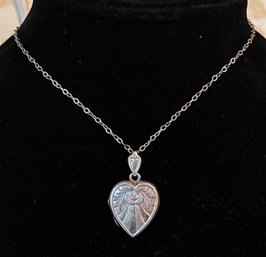 Sterling Silver Vintage Heart Shaped Locket Necklace - 0.20OZT