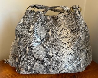 Gili Leather Snake -Skin Embossed Tote Bag