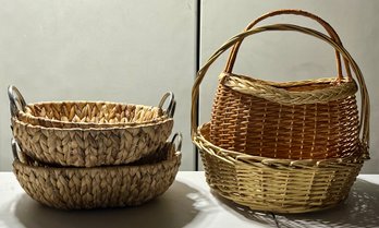 Assorted Wicker Baskets - 5 Pieces