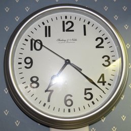 Sterling & Noble Wall Clock, Silver Tone, Battery Operated
