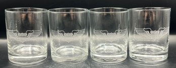 Glass Military Etched Whiskey Glasses - 4 Pieces