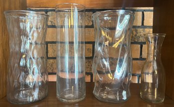 Clear Glass Vases - 4 Piece Lot