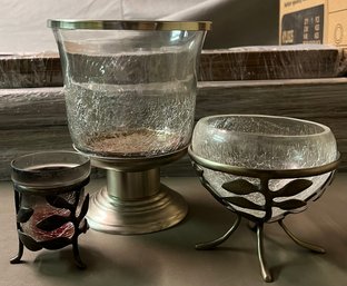 Tea Light Glass Candle Holders - 3 Pieces