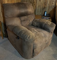 Brown Upholstered Fabric Recliner Chair
