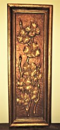 Mid Century Golden Flowers Mural 3-dimensional Floral Wall Decor - Vintage