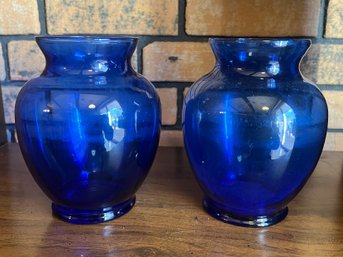 Blue Glass Vases - 2 Piece Lot