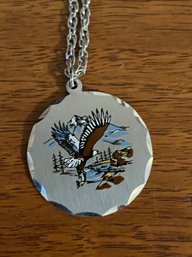 Genuine Pewter Eagle Pendant Necklace