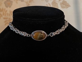 Maille Bizantine Tiger Eye Stainless Steel Choker Necklace