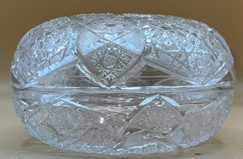 Cut Glass Rounded Trinket Box With Lid