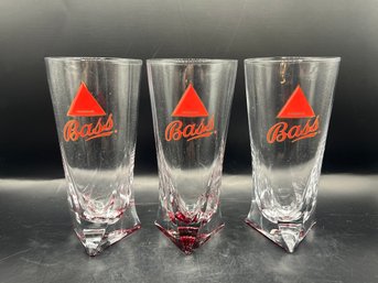 Bass Beer Ale Red Triangle Bottom Glasses - 3 Pieces