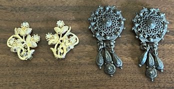 Costume Clip On Earrings - 2 Pairs