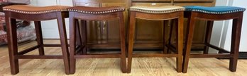 Saddle Backless Bar Stools - 4 Piece Lot