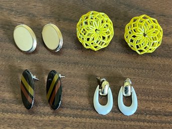 Costume Jewelry Earrings Lot Of 4 Pairs