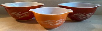 Pyrex Autumn Harvest Cinderella Bowls 441, 442, 442- 3 Pieces