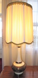 Ivory Table Lamp With Shade - Vintage