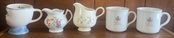Baileys Coffee Mug, Floral Print Creamers & Gevalia Mugs - 5 Pieces
