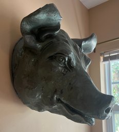 Rustic Large Metal Pig Head Mount