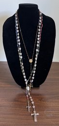 Vintage Rosary Beaded Necklaces - 3 Piece Lot