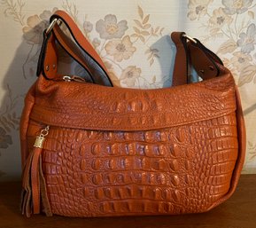 Crocodile Orange Pattern Hand Bag