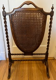 Vintage Wooden Double Cain Shield Fire Screen