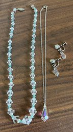 Crystal Beaded Jewelry Set - 4 Pieces