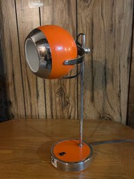 Mid Century Modern Orange Table Lamp / Ball Lamp