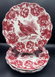 Andrea By Sadek Woodland Toile Red Quail Plates - 4 Pieces