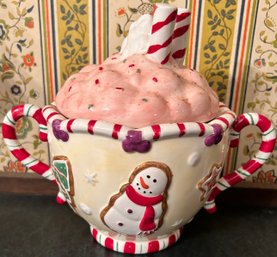 Old Fashioned Christmas Ceramic Ginger & Spice Candy/cookie Jar