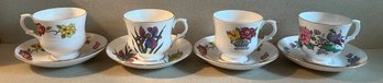 Staffordshire Fine Bone China Tea Cups & Saucers- 9 Pieces