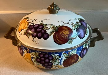 Tabletops Unlimited Hand Painted Enamel Pot