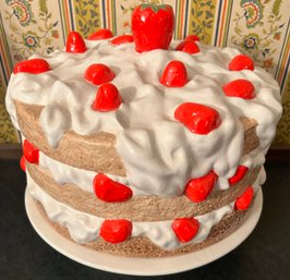 Strawberry Shortcake Ceramic Cake Plate With Dome Cover